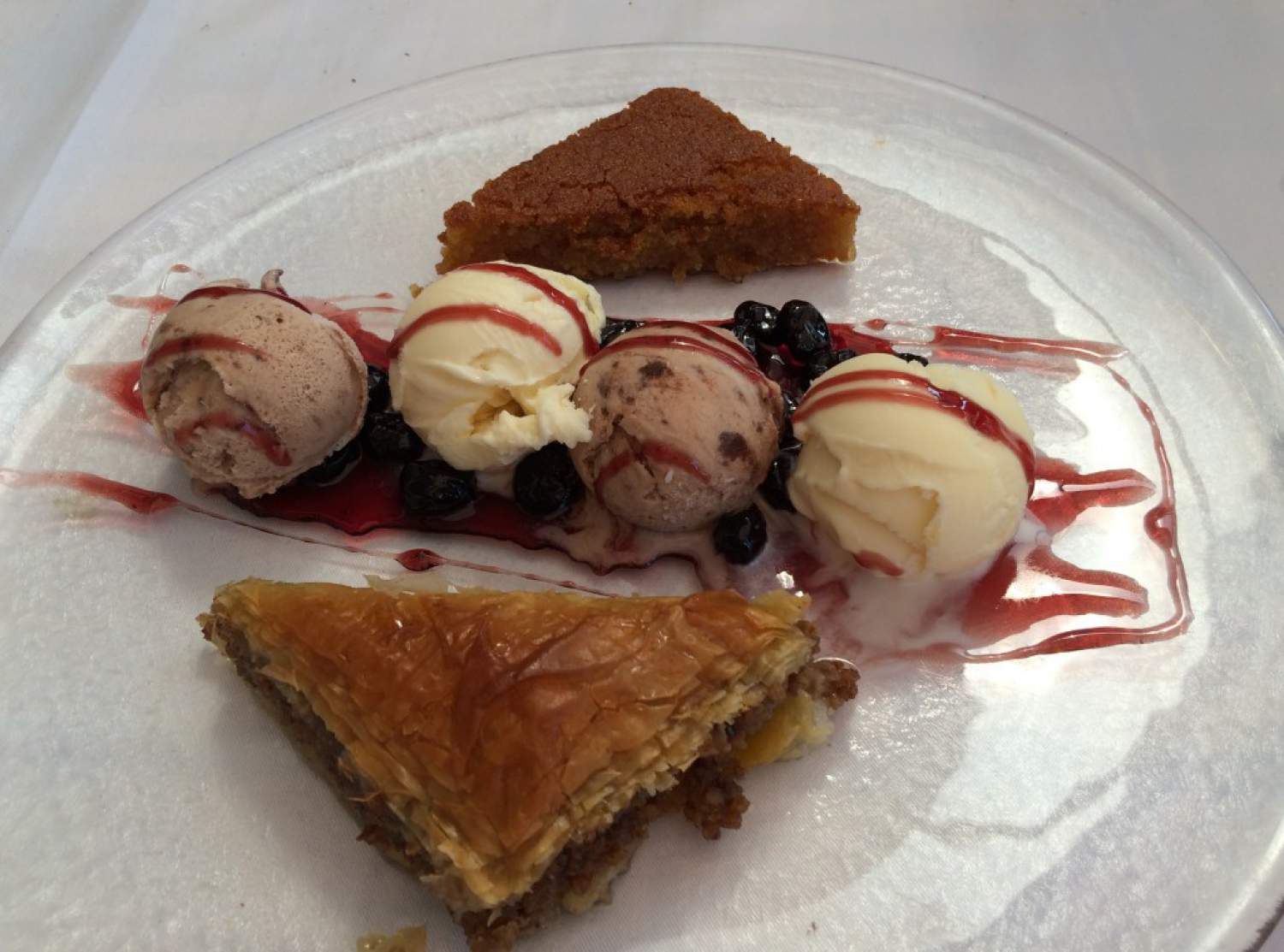 Assiette de desert du restaurant Psaraki, Santorini