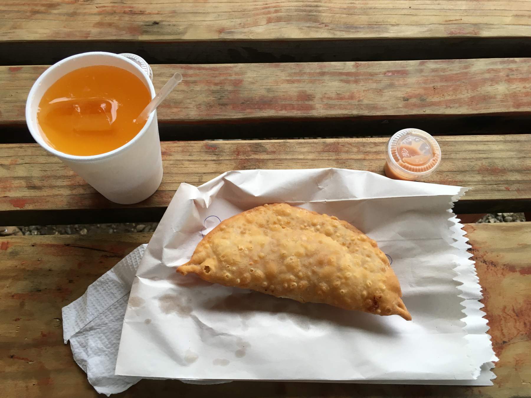 Empanada and chinola juice, Puerto Plata, Dominican Republic