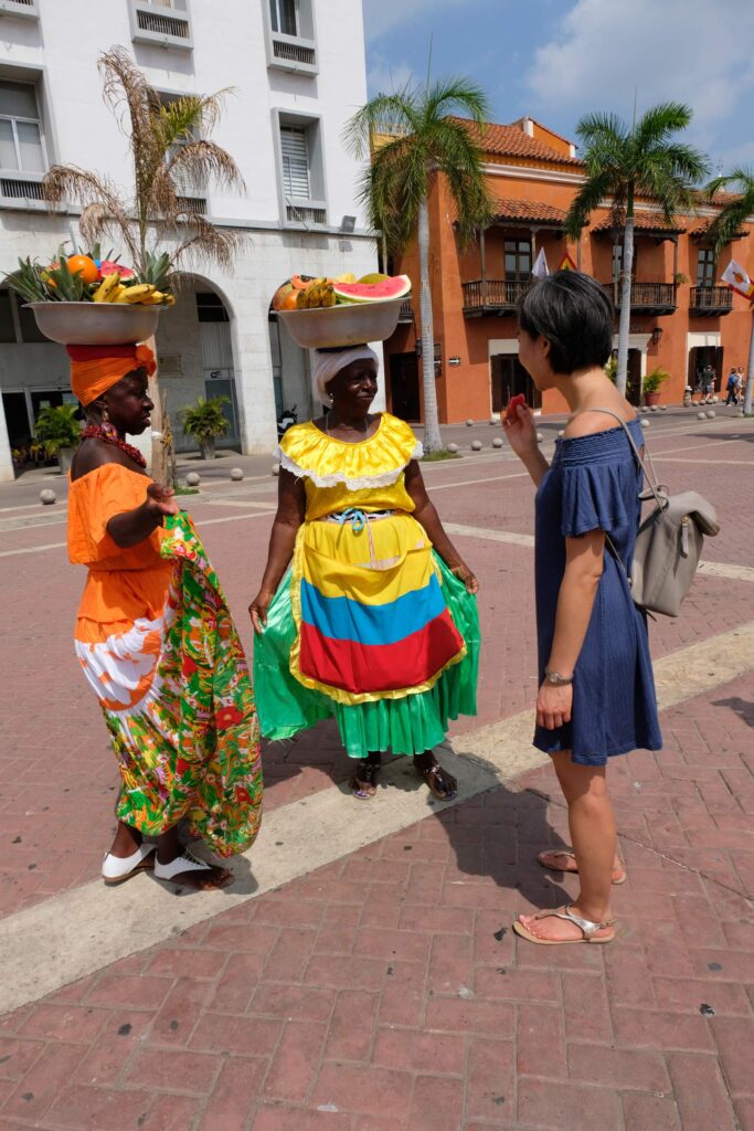Palenquerias à la Plaza de los Coches, Vieux Carthagène, Colombie