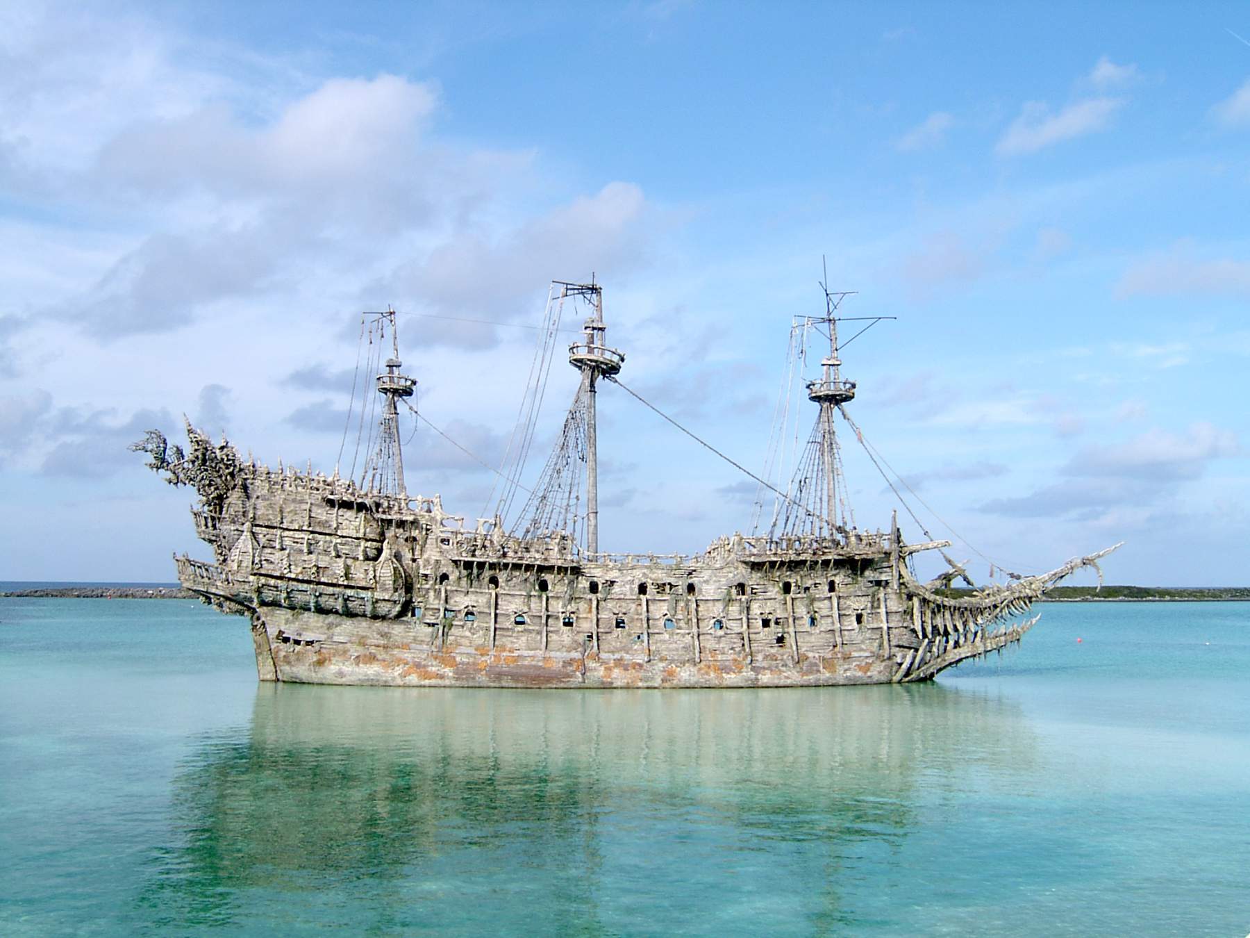 Pirate ship wreckage in the Caribbean