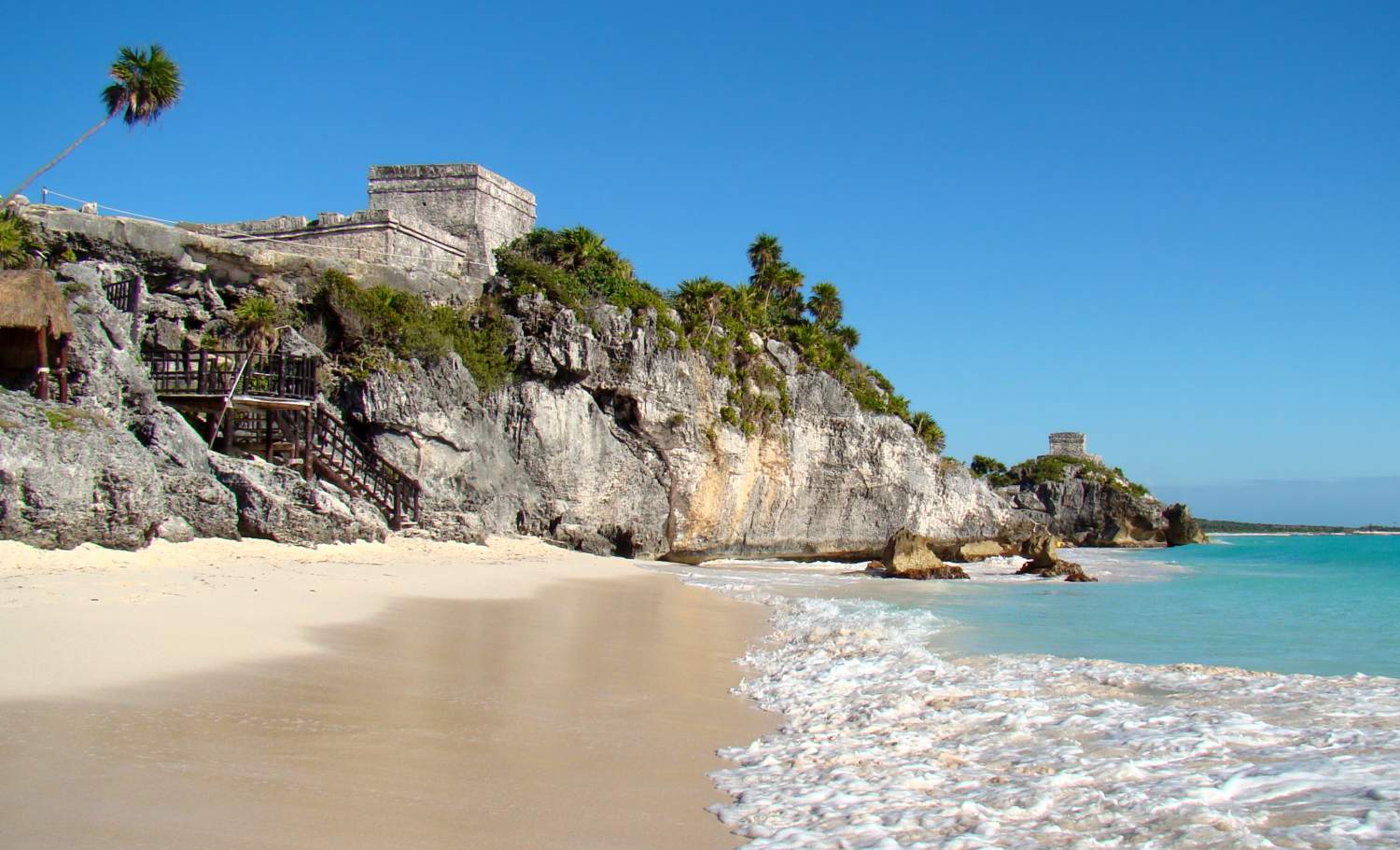 El Castillo's ruins from the beach