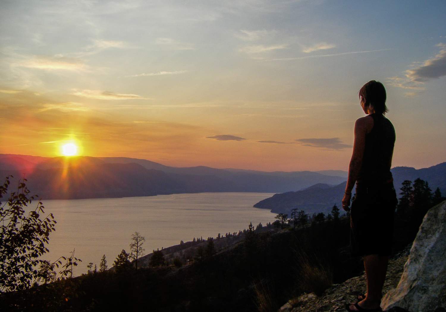 Couché de soleil sur la vallée d'Okanagan
