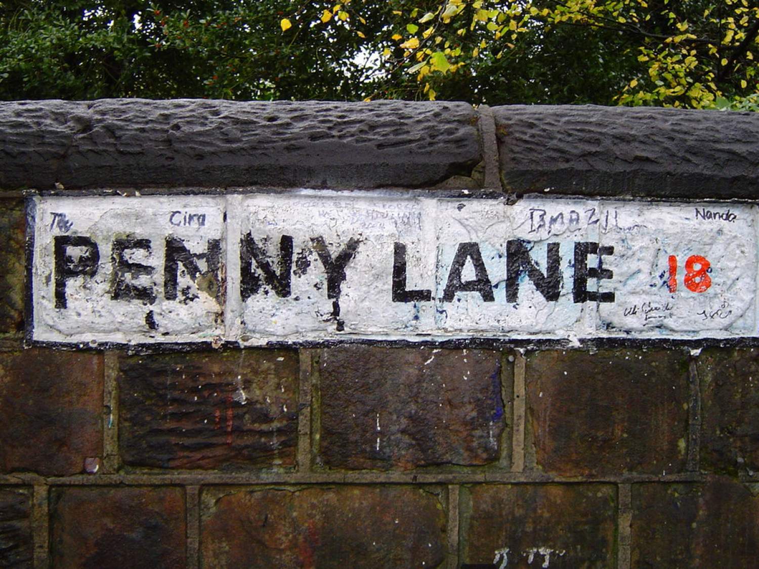 Signe peint de Penny Lane à Liverpool