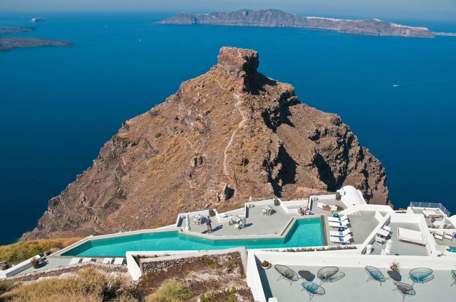 The famous Skaros rock, Santorini, Greece