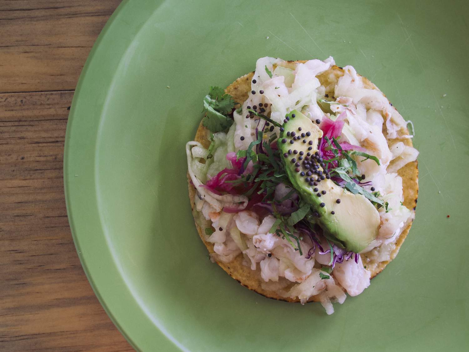 Aguachiles: shrimp tostada, Playa del Carmen