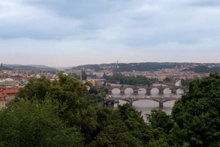 View of bridges from Letna park, Prague